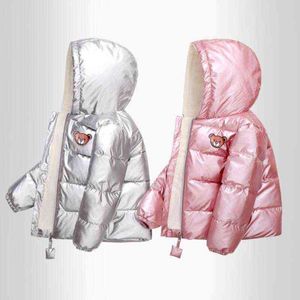 New Boys Girls Close Kids Casual Hooded Down Jackets 가을 겨울 따뜻한 패션 복장 어린이 2-6 년 J220718의 솔리드 재킷