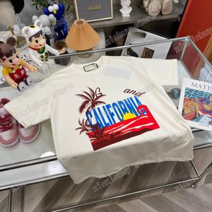 22SSメンデザイナーTシャツTEEバケーションカリフォルニアプリントサンシャイン半袖クルーネックストリートウェアホワイトXINXINBUY XS-L