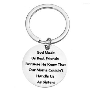 Keychains European e American Fashion Stainless Steel Jewelry Keychain Deus nos fez amigos Carta Presente DIY personalizado por atacado ENEK22