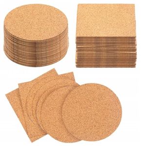 50pcs ped yeniden kullanılabilir içecek diy masa dekor mutfak yalıtım el sanatları kareler yuvarlak kendi kendine yapışkan mantar coaster fincan mat mini tahta 220627