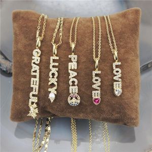 Pendant Necklaces 18inch 10pcs/lot Plating Cz Letter Necklace Word Jewelry Cubic Zircon WholesalePendant