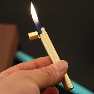Metal Mini Compact Torch Cigarette Lighter Free Fire Butane Shaped Flint Grinding Wheel Pocket Refillable Gas Lighter Smoking Accessories