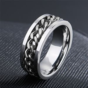 Cool Stainless Steel Rotatable Couple Ring High Quality Spinner Chain Rotable Rings for Women Man Punk Jewelry Party Gift 220719