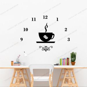 Adesivi murali Decal Orologio Negozio Amante del caffè Decor Fai da te Specchio acrilico Art Marca Nail Mural Yw152WallWall