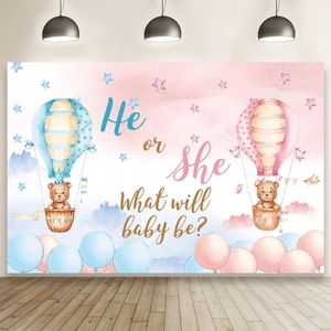 Party Decoration Gender Reveal Cute Bear Background Air Balloon Born Shower Kids Portrait Pography Backdrop PosPartyParty