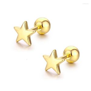 Stud Cute Mini Small Five Point Star Screw Back Earrings For Women Kids Baby Girls Rose Gold Color Piercing Jewelry OorbellenStud Odet22