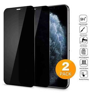 2PCS Anti-spy Tempered Glass For iPhone 13 12 11 Pro XS Max XR Privacy Screen Protector Glass For iPhone 6 7 8 Plus SE3 Glass AA220326