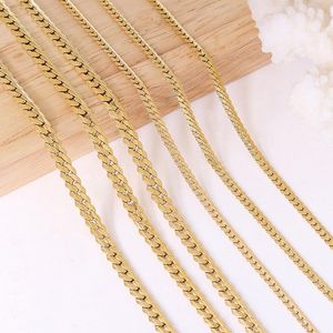 Chains K Gold Plated Flated Link Chain Band Choker Necklace Bracelet Set Stainless Steel Jewelry WholesaleChains