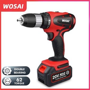 WOSAI 20V trådlös elektrisk handborr Litium Batteri Electric Borrsladdlös 2-växlad borrelektriska skruvmejsel Power Tools T200801