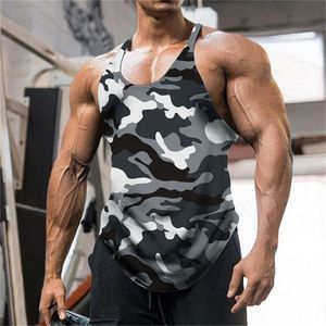 Summer Y Back Gym Stringer Tank Top Men Cotton Clothing Bodybuilding Sleeveless Shirt Fitness Vest Muscle Singlets Workout 220624