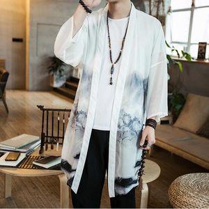Ethnic Clothing Traditional Chinese For Men Beach Kimono Cardigan Long Cardigans Feeling Clothes Summer 2022 TA267Ethnic