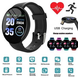 Sport Fitness Smart Watch with Call Vibration Reminder Message Push Heart Rate Blood Pressure Monitoring Wearable Wristwatch D18