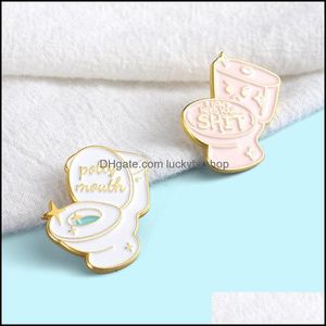Wholesale enamel pin personalized resale online - Pins Brooches Jewelry Personalized Cartoon Toilet Shape Funny Letter Pretty Mouth Gold Plated Enamel Lapel Pins Paint Badges For Girls Deni