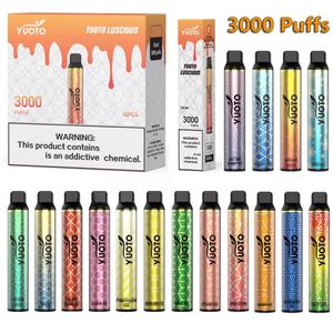 Autentisk Yuoto Luscious Elektroniska cigaretter engångsvapspenna stora puffar bar mg styrka ml POD mAh batterin bärbar enhet färger