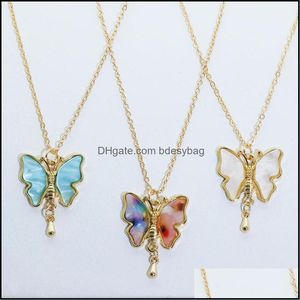 Ketten Halsketten Anhänger Schmuck 2021 Ins Trendy Goldkette Acryl Schmetterling Insekten Anhänger Koreanische Mode Chic Dhedi