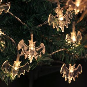 Strängar LED Ghost Bat Halloween String Lights Decoration Waterproof Indoor Night Party Ambient Light Pendants For Backyard Fences Porchled S