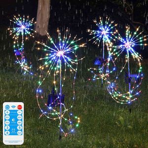 Solar Garden Decorative Flowers Firework Lights Outdoor LED Vattentät landskap Ljus för trädgård Patio Yard Pathway Lawn J220531