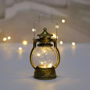 Nachtlichten Retro Oil Lamp Lantern Outdoor Camping Kerosene Mediterrane stijl Dollhouse Dollhouse Candle Light Christmas Decoratie Lightiingnight Night