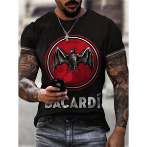 T-shirt da uomo Estate manica corta T-shirt da uomo O-collo Stampa 3d Camicie grafiche Bacardi Rum Abiti vintage Top Tees For Men Harajuku Fashion