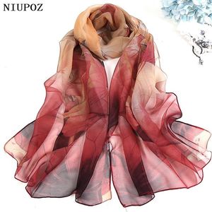 Múltiplos gradientes de cores Wrap Color Rose Flower Chiffon Georgette Sconhe Women Fould Lotus Leaf Shawl Summer Bandana elegante