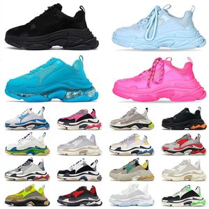 Mens Sport Casual Shoes Triple s Clear Sole Lavendel Svart Vattenmärke Beige Vit Vin Röd Rainbow Neon Green Yellow Navy Luxury Womens Sneakers Trainers