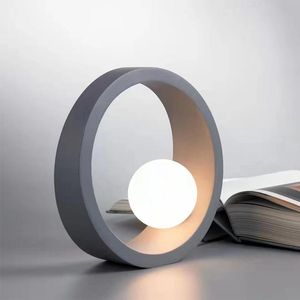 Table Lamps Modern Round Grey Orange Glass Ball G4 For Office Bedroom Bedside Home Decorative Luminaire LightingTable