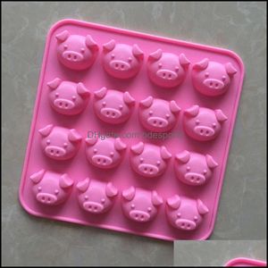 Stampo Sile a 16 fori Cioccolato a forma di testa di maiale carino Fai da te Piggy Cake Mod Stampi per sapone fatti a mano Za6674 Drop Delivery 2021 Baking Mods Bakeware Kitch