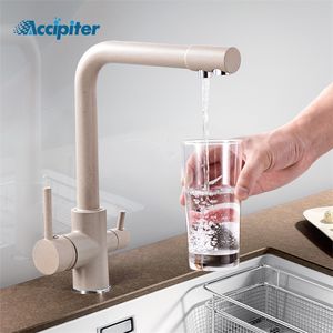 Rubinetto da cucina con acqua filtrata potabile in ottone con rotazione a 360 gradi Curva Doppio angolo retto Rubinetto per lavabo ad angolo retto 220401