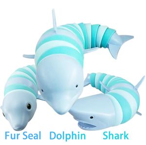 UPS New Shark Dolphin Slug Fidget Toy Tiktok Anti stress Caterpillar Inchworm toy sea animal 3D finger twist slug fidget toy