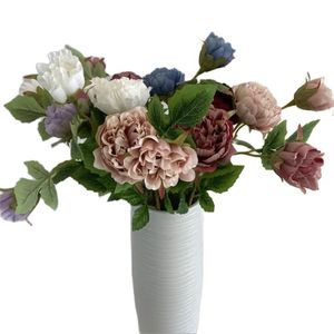 En faux blomma lång stam pion 2 huvuden per stycke simulering höst peonia för bröllop hem dekorativa konstgjorda blommor