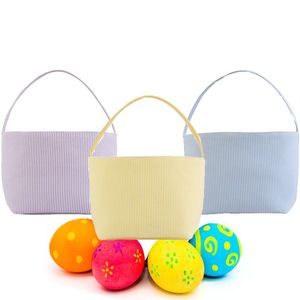 Gift Wrap 35Pcs Wholesale Easter Basket 5 Colors Stripe Storage Bag High Quality Seersucker Bucket Home Supplies For Kids GiftGift