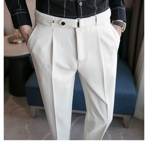 9 Part Pants For Men Pleated Pants Korean Fashion Ankle Length Streetwear Casual Pant Men's Formal Trousers Slacks Chinos New Brand