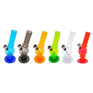 150mm Mini Portable Water Smoking Pipes Transparent Round Belly Hookah with Base Multi-color Easy Cleaning Acrylic Tobacco Shisha Bong Smoke Tool Accessory ZL1037