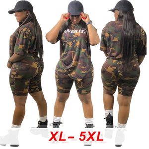 Tute da donna Camouflage Casual Due pezzi Abbigliamento donna Taglie forti Moda Estate Pantaloncini larghi T Shirt TwoWomen's