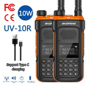 2pcs Yeni Baofeneng UV-10R WALKIE TORSIE 30KM 10W Çift Bant Alıcı Verici 136-174400-520MHz Verici FCCCE İki Yolcu Radyo