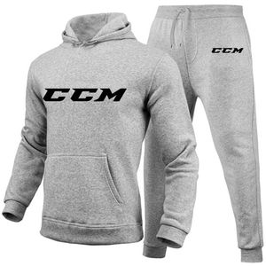 Herrspårar män ccm tracksuit casual 2 stycken uppsättningar tröja hoodedsweatpants ccm tryck sportkläder herrar kläder jogger sport kostym 220826