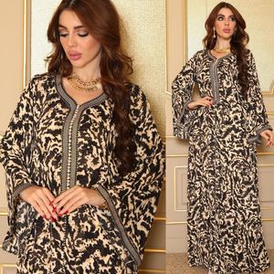 Roupas étnicas Eid Abayas Para Mulheres Vestidos Turcos Verão Impresso Abaya Dubai Árabe Longo Jalabiya Vestido Muçulmano Marroquino Kaftan Islã