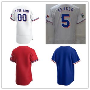 Maglie da baseball Corey Seager 5 Jersey Colore bianco Abbottonatura Uomo Taglia S-XXXL Cucito Mescola e abbina tutte le maglie Vuoto Nessun nome Numero Blu Rosso chiaro