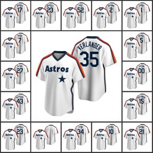 Houston''Astros''Men Mulheres Juventude Carlos Correa Jose Altuve Alex Bregman Justin Verlander Michael Brantley Custom Cooperstown Collection Home Jersey