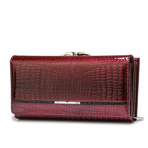 Carteiras Luxo Moda Mulheres Genuíno Carteira Carteira Moeda Bolsa Cartão Big Titular Portfólio Vintage Portomonee Femlae Masculino Walet Vermelho