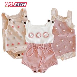 Pagliaccetti lavorati a maglia per bambini Palle Fiori Tuta senza maniche nata Ragazzi Ragazze Pagliaccetto Abiti Abiti Tuta invernale 220426