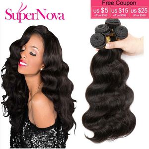 Vendita all'ingrosso-supernova Brasiliano Corpo Brasiliano Capelli ondulati Non trasformati Wave Virgin Wave 4 Bundles Deal Color Natural Top Quality