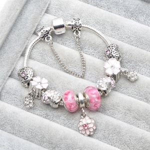 Wholesale pandora beaded bracelets for sale - Group buy Whole European charm Pink glass beads Bracelet Valentine s Day Gift Bracelet Suitable for Pandora Style Jewelry250y