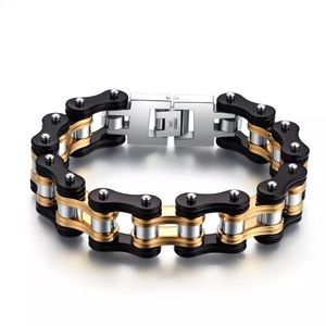 16mm Pesante Uomo Donna Bike Biker Catena Bracciale Punk Oro Nero Verde Arancione Tono viola Acciaio inossidabile 316L Bicicletta Motocicletta Braccialetti Braccialetti Gioielli