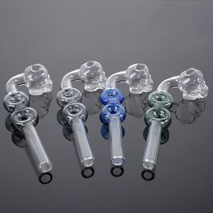 Round Skull Shape Smoking Pipes Unique Colorful Tube Handful Pipe For Hookahs Pyrex Glass Oil Burner Straight Tubes Spoon Shape Mini Dab Rigs SW129 SW130