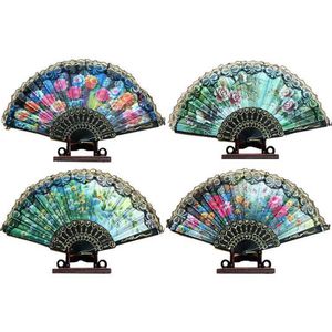 Fãs de renda da moda Fã dobrável de verão Classical Craft Show Performance Dance Fan Gift Supplies 42x23cm