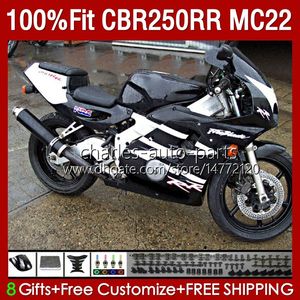 Kroppsinjektion för Honda CBR250RR 1990 1991 1992 1995 1996 1997 1998 1999 131NO.88 CBR 250RR 250 RR CC Vit svart 250CC MC22 CBR250 RR 90 91 92 93 94 95 96 97 98 99 FAIRING