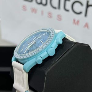 Moonswatch Bioceramic Moonswatch Watchmen Luxury Quarz Charz Chatch Watch 5A 고품질 손목 시계 디자이너 Omegawatch 모든 다이얼 작업 여성 시청 Montre 68ZB