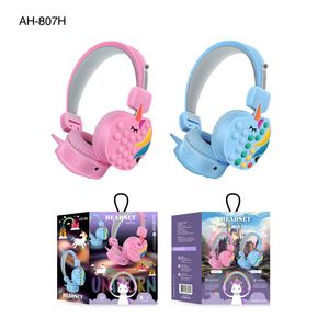 AH-807H 807Y 807K 906H Headphones New Cute Cartoon Rainbow earphones Gaming Bubble Bluetooth Stereo Headset