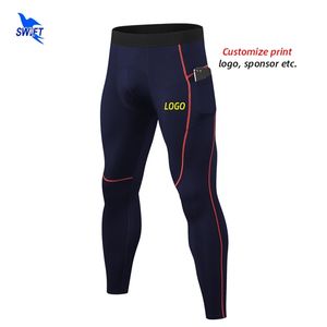 Men Quick Dry Compression Running Pants with Pockets Sports Jogging Tights Elastic Leggings Gym Fitness Trousers Customize 220704